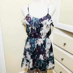 Retro Forever 21 Sundress - Navy & Gray w/ Ruffles